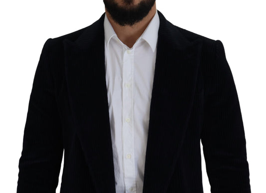 Dolce &amp; Gabbana Schwarzer Baumwoll-Cardigan, langer Mantel, Herrenjacke