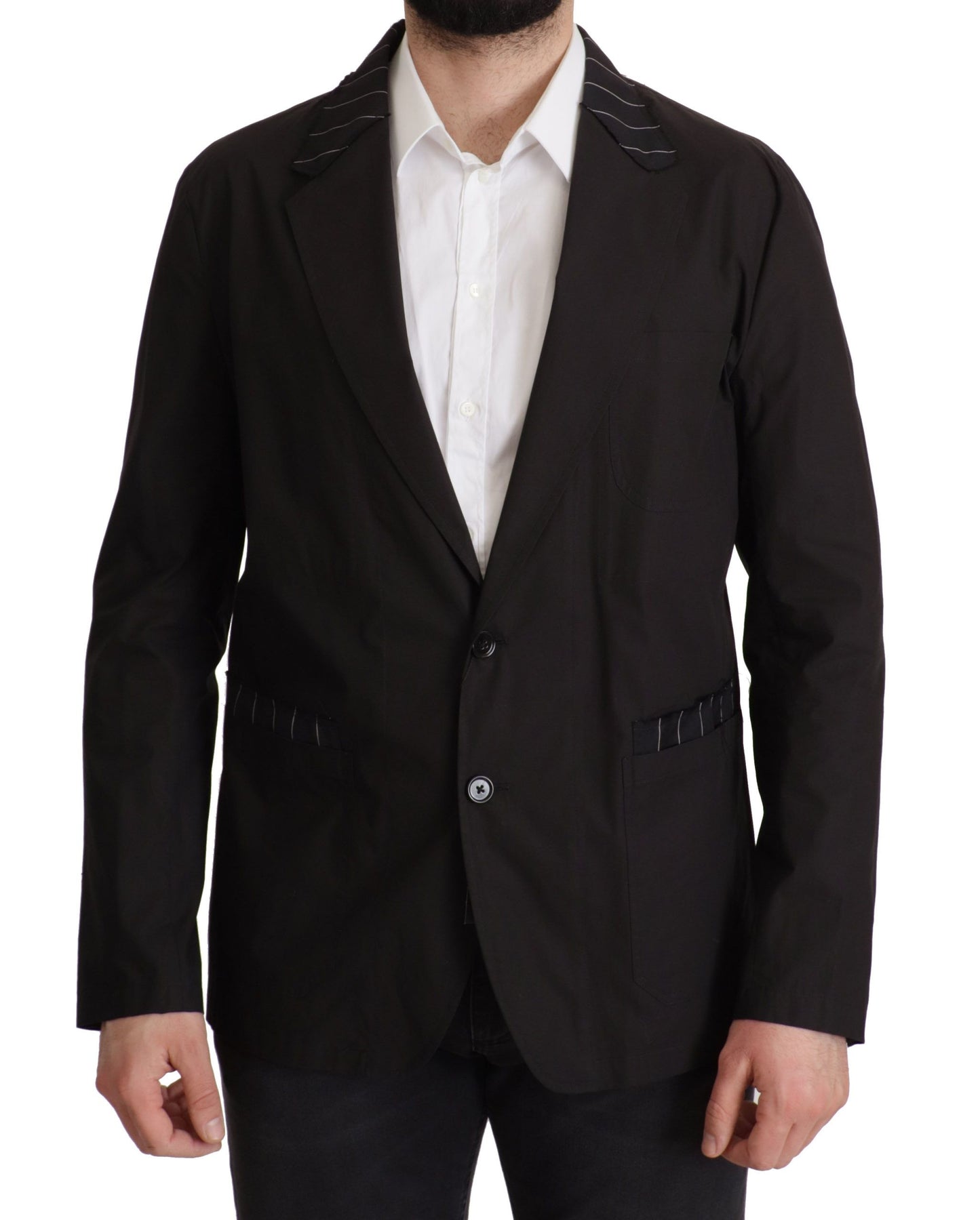Dolce &amp; Gabbana – Einreihiger Blazer aus schwarzer Baumwolle