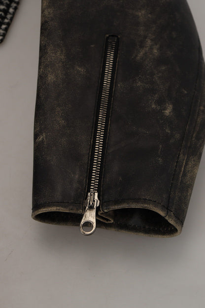 Dolce &amp; Gabbana – Schwarze Bomberjacke aus Polyester mit Hahnentrittmuster