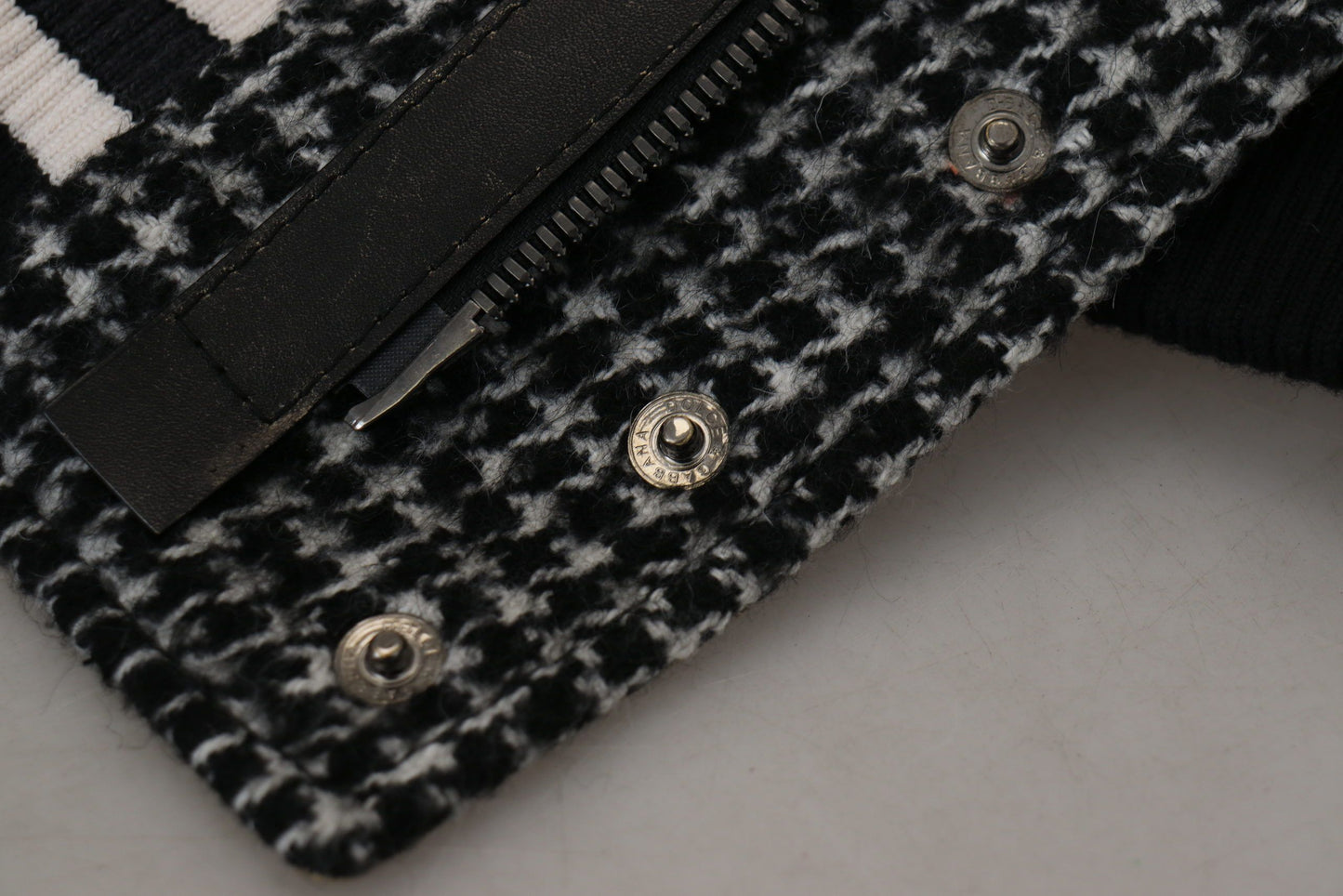 Dolce & Gabbana Dark Gray Houndstooth Polyester Bomber Jacket