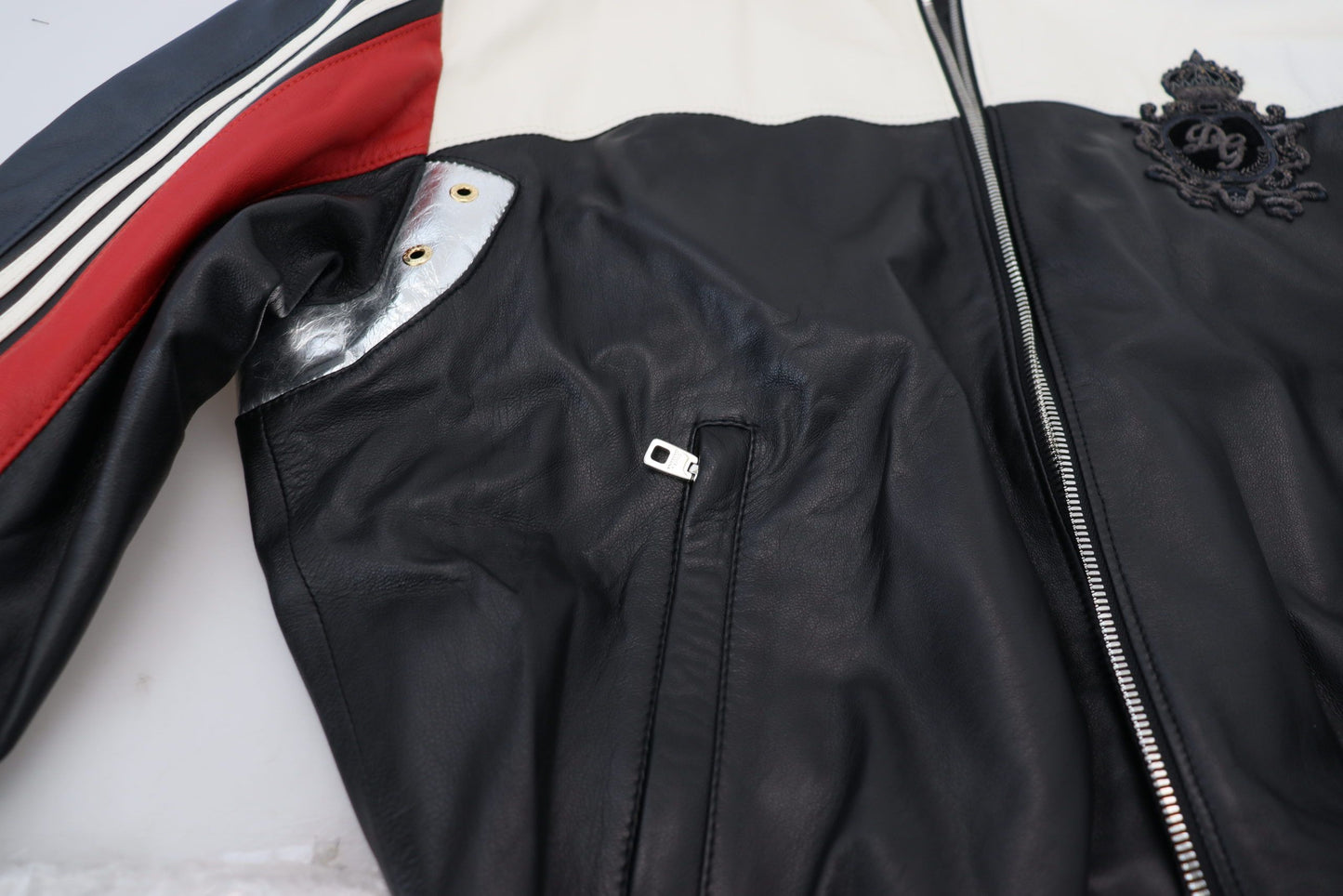 Dolce &amp; Gabbana – Blouson-Manteljacke aus schwarzem Leder mit Kapuze