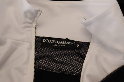 Dolce &amp; Gabbana – Schwarze Polyesterjacke mit durchgehendem Reißverschluss und Kapuze