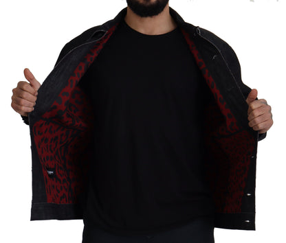 Dolce &amp; Gabbana – Schwarze Jeansjacke aus Baumwolle mit durchgehender Knopfleiste