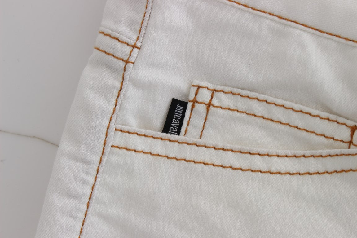 Cavalli Slim Fit Jeans aus Baumwollmischung in Weiß