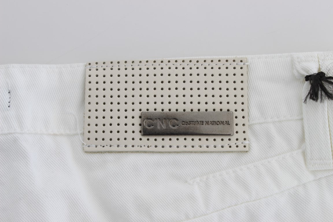 Costume National – Weiße Bootcut-Jeans aus Baumwolle in Slim Fit