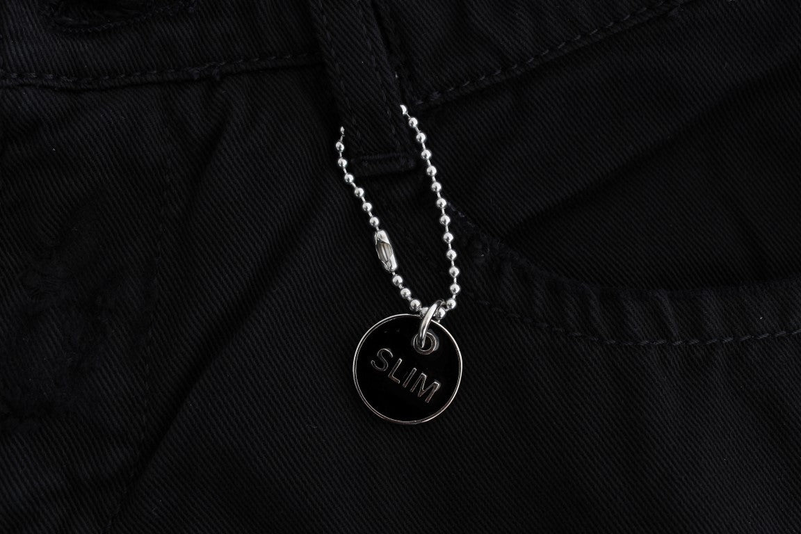 Costume National – Schwarze Bootcut-Jeans aus Baumwolle in Slim Fit