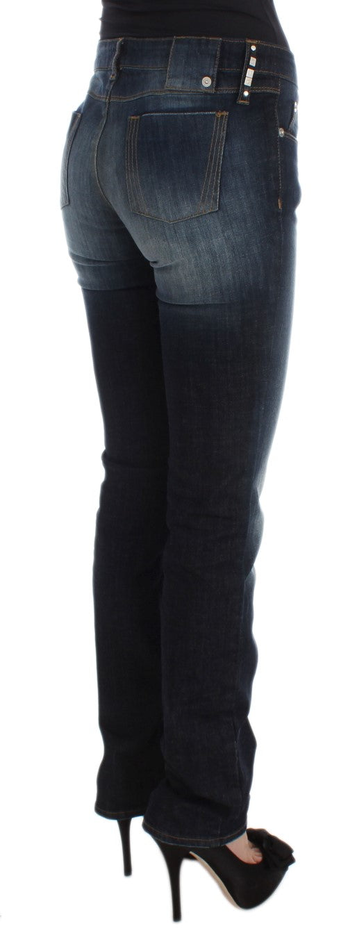 Costume National – Slim Fit Bootcut-Jeans aus Baumwolle in Blau