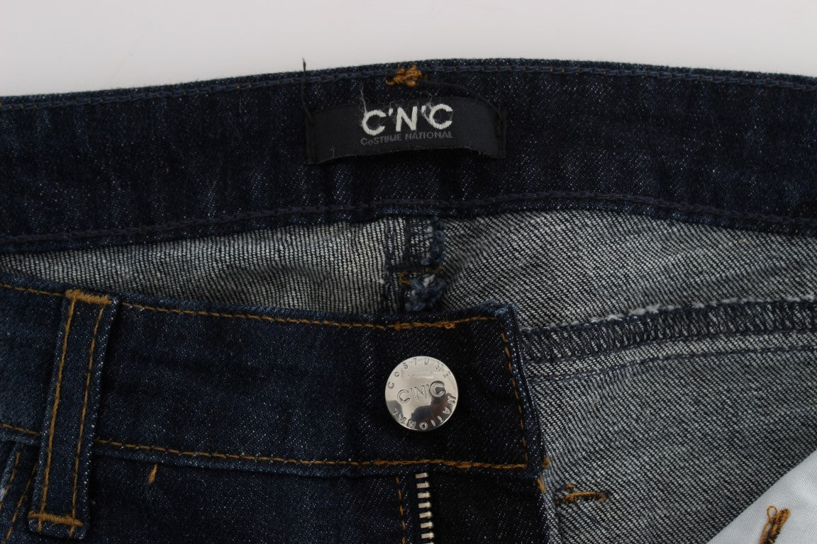 Costume National – Slim Fit Bootcut-Jeans aus Baumwolle in Blau