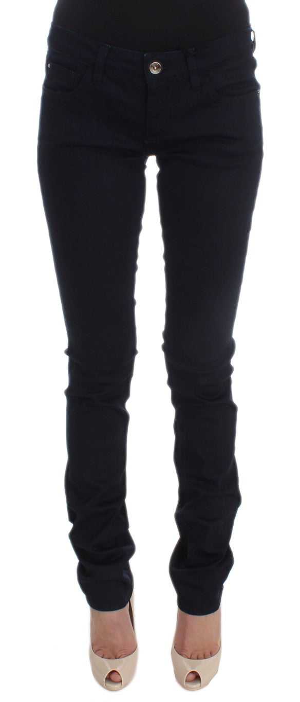 بنطلون جينز ضيق من مزيج القطن باللون الأزرق الوطني من كوستيوم