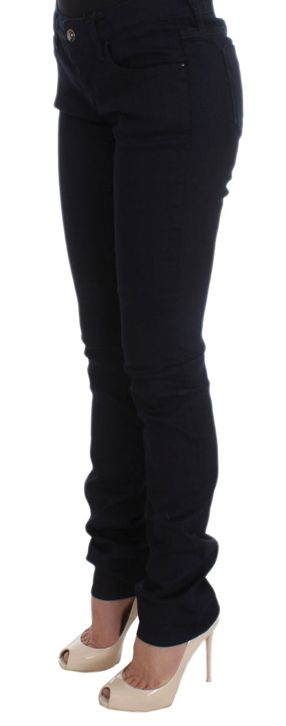 بنطلون جينز ضيق من مزيج القطن باللون الأزرق الوطني من كوستيوم