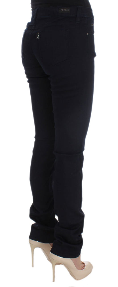 بنطلون جينز ضيق من مزيج القطن باللون الأزرق الوطني من كوستيوم