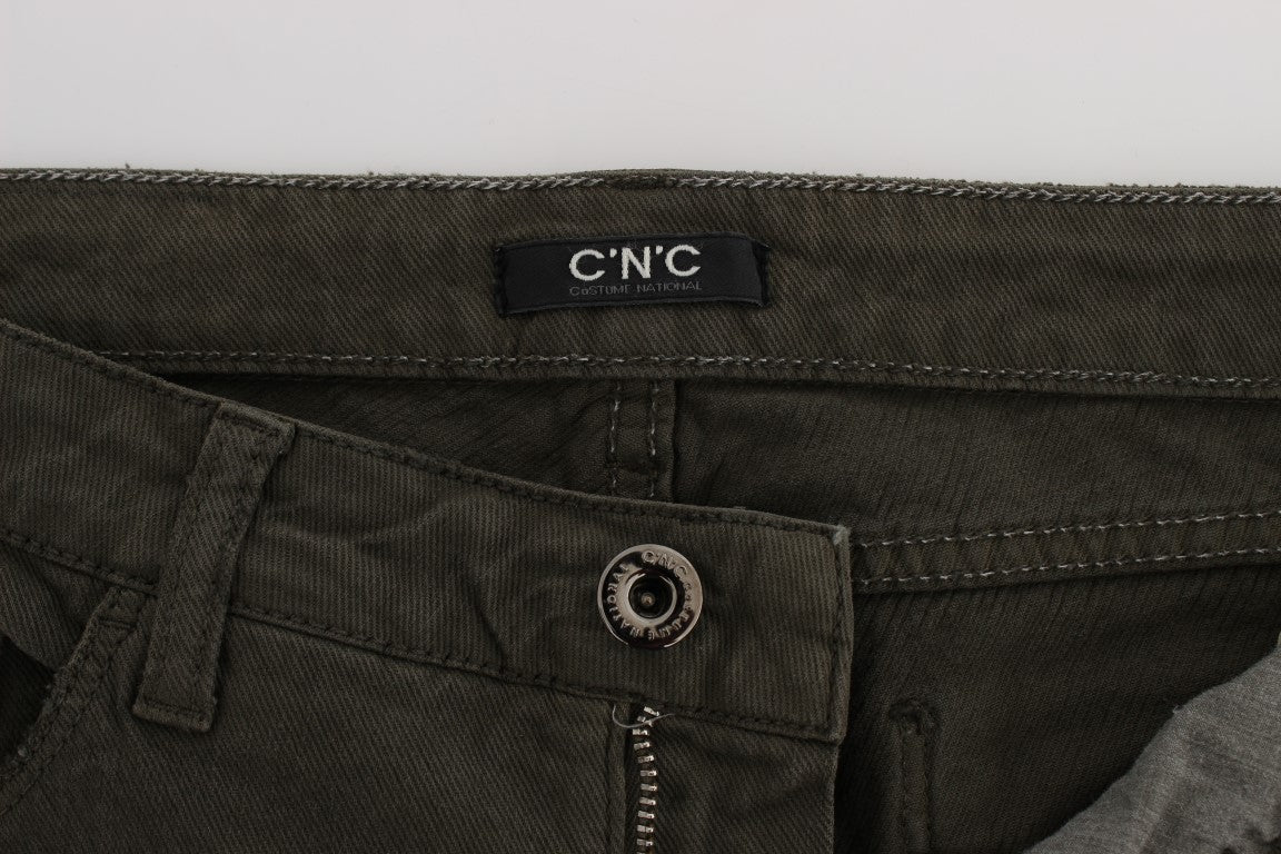 Costume National – Grüne Slim-Fit-Jeans aus Baumwollmischung
