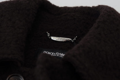 Dolce &amp; Gabbana – Schwarze Trenchcoatjacke aus Alpaka mit Knopfleiste