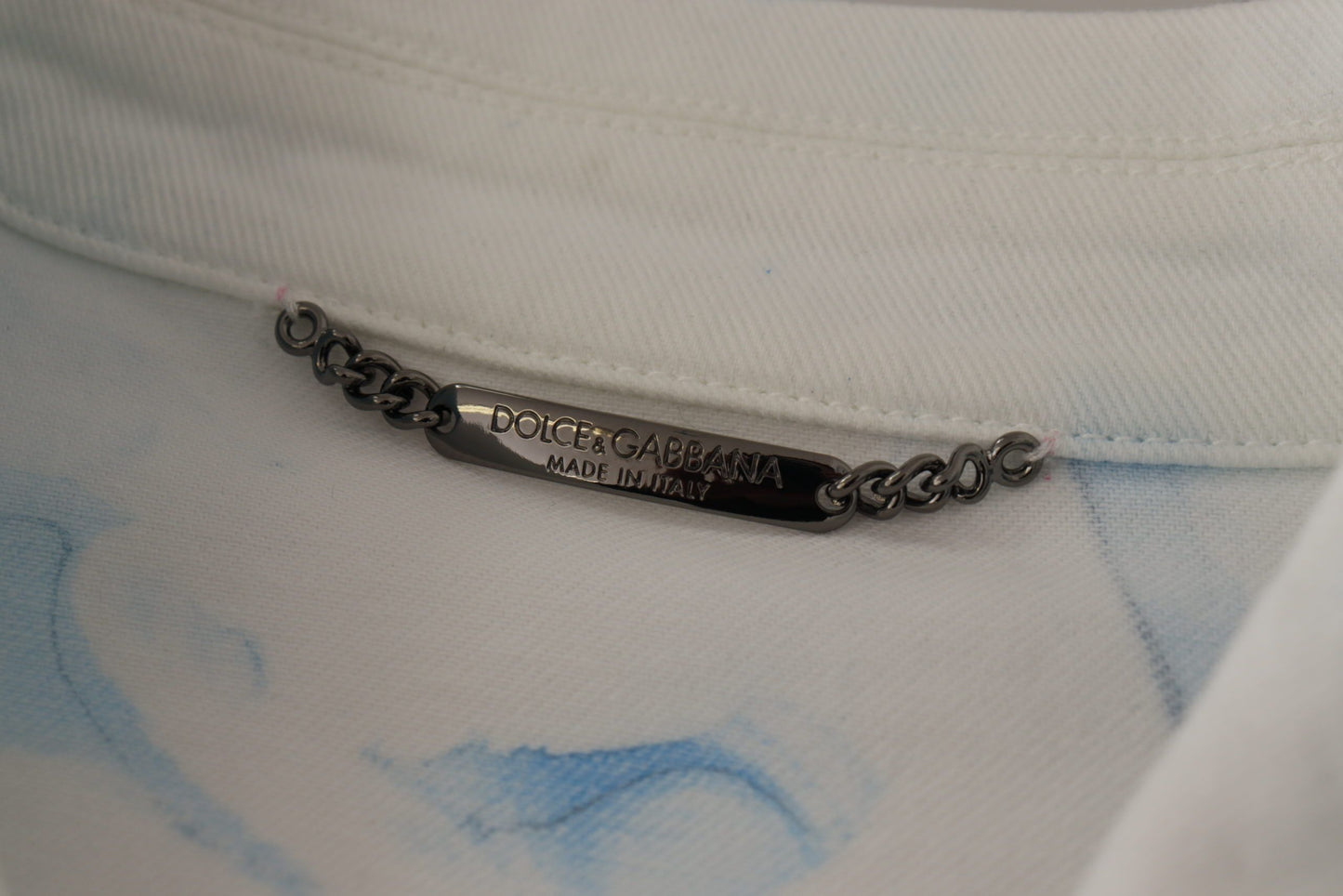 Dolce & Gabbana White Cotton Logo Embroidery Denim Jacket