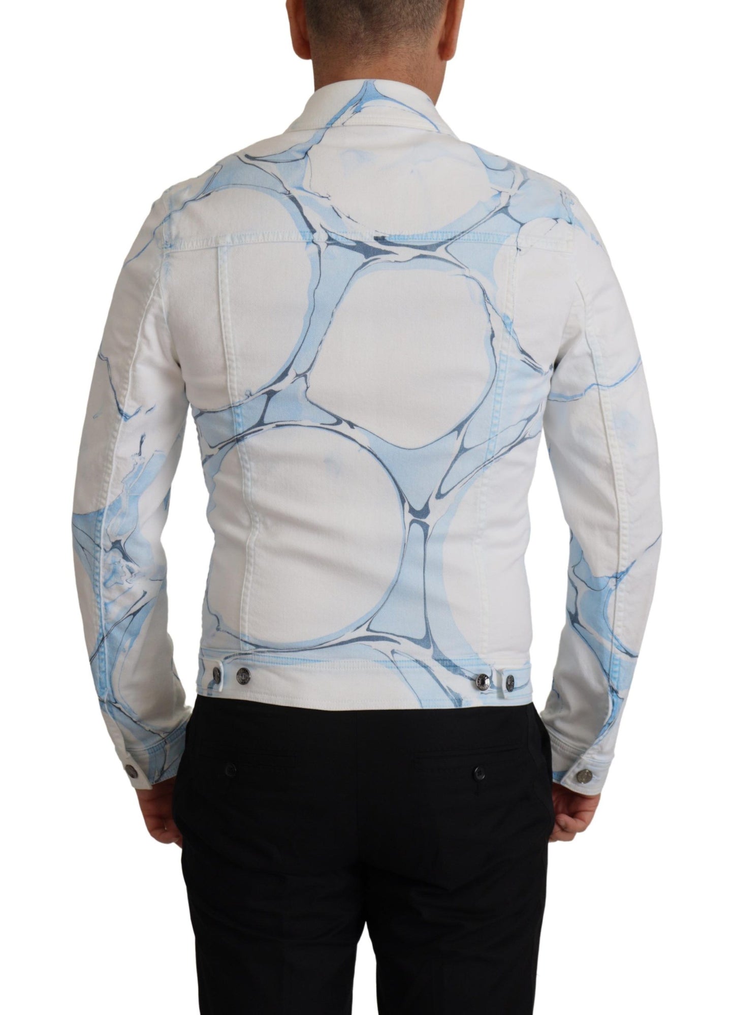 Dolce & Gabbana White Cotton Logo Embroidery Denim Jacket