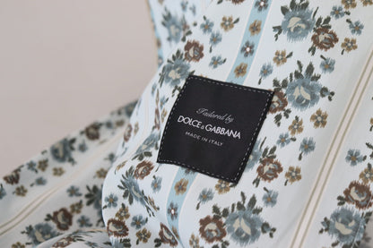 Dolce &amp; Gabbana – Blaue Baumwollmanteljacke mit Blumenmuster
