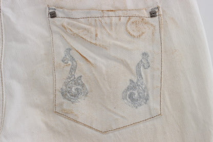 Costume National – Weiße Bootcut-Jeans aus Baumwolle in Slim Fit