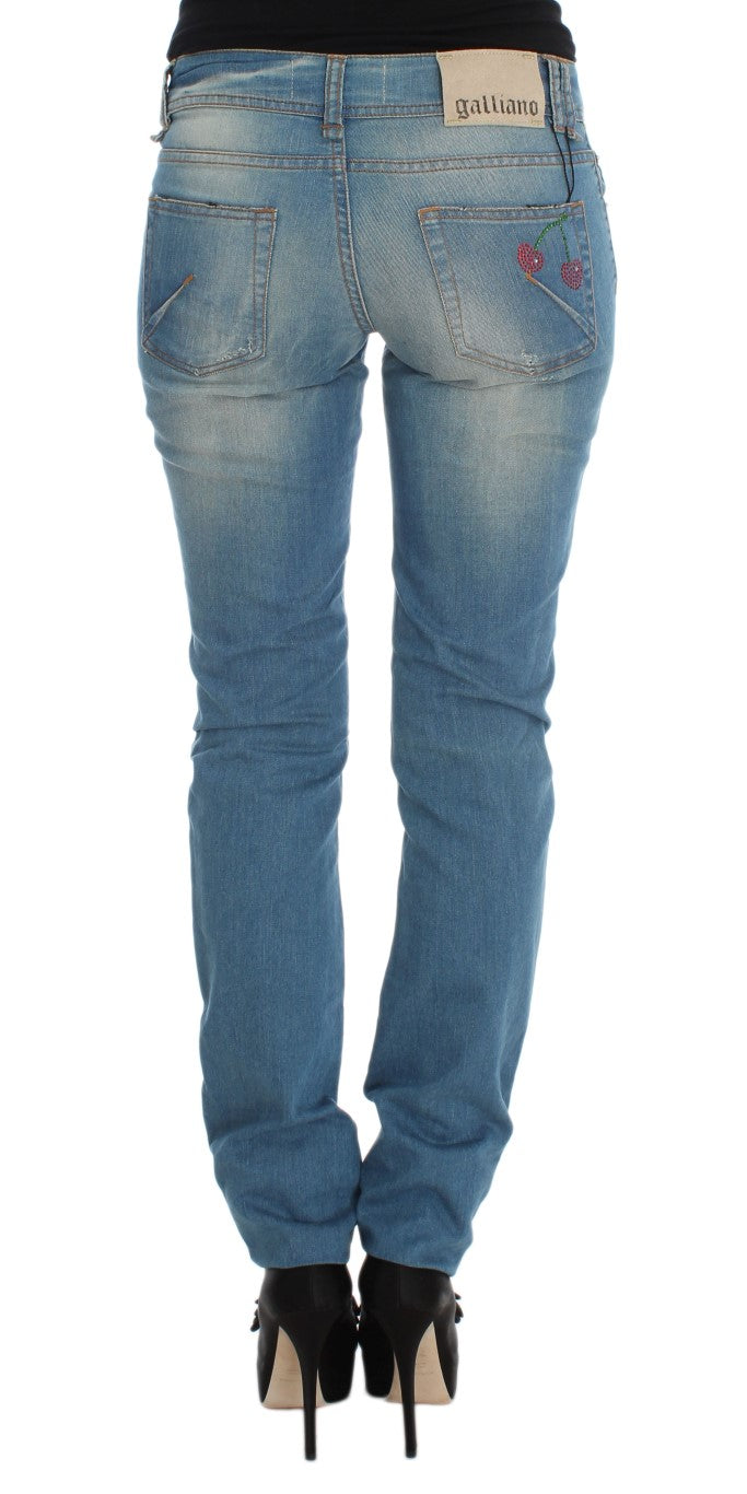 John Galliano Slim Fit Jeans aus Baumwollmischung in blauer Waschung
