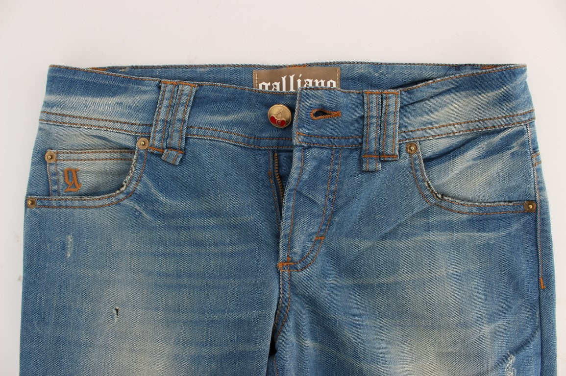 John Galliano Slim Fit Jeans aus Baumwollmischung in blauer Waschung