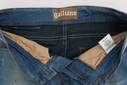 John Galliano Slim Fit Jeans aus Baumwollmischung in blauer Waschung