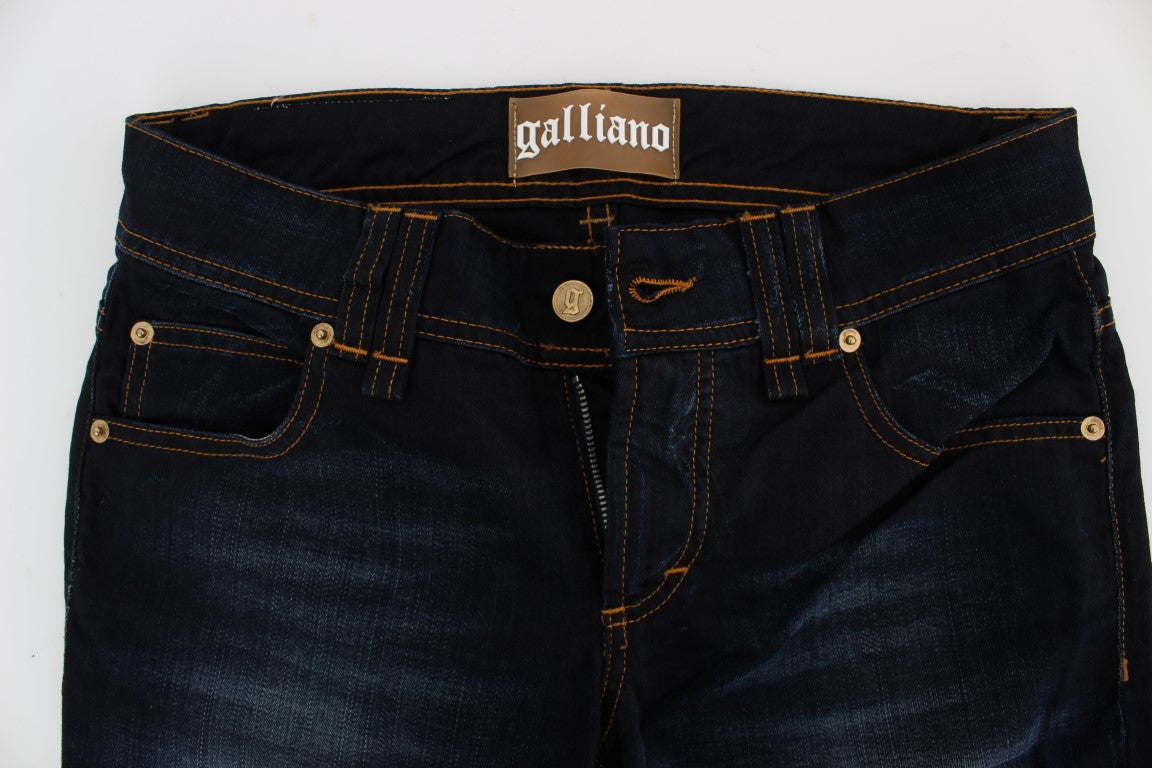 John Galliano Slim Fit Jeans aus Baumwolle in blauer Waschung