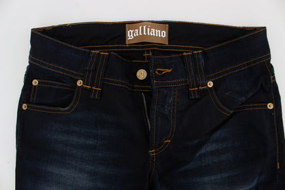 John Galliano Slim Fit Jeans aus Baumwolle in blauer Waschung