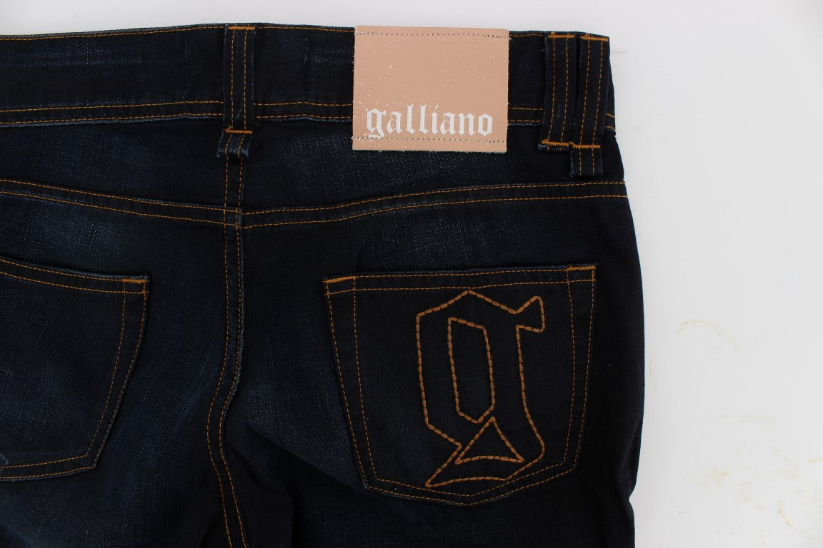 John Galliano Slim Fit Jeans aus Baumwolle in blauer Waschung
