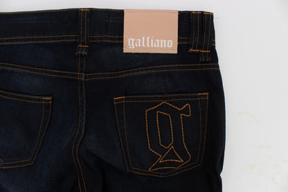 John Galliano Slim Fit Jeans aus Baumwolle in blauer Waschung