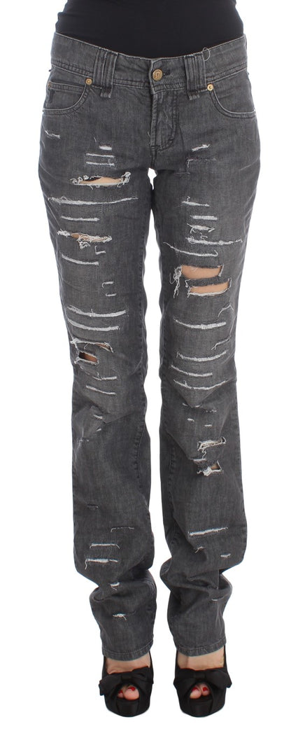 John Galliano – Zerrissene Straight-Fit-Jeans aus grau verwaschener Baumwolle