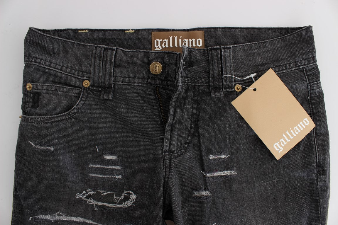 John Galliano – Zerrissene Straight-Fit-Jeans aus grau verwaschener Baumwolle