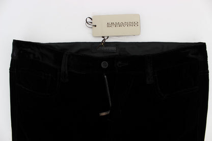 Schwarze Slim-Fit-Hose aus Samt aus Viskosemischung von Ermanno Scervino