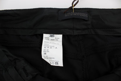 Schwarze Slim-Fit-Hose aus Samt aus Viskosemischung von Ermanno Scervino