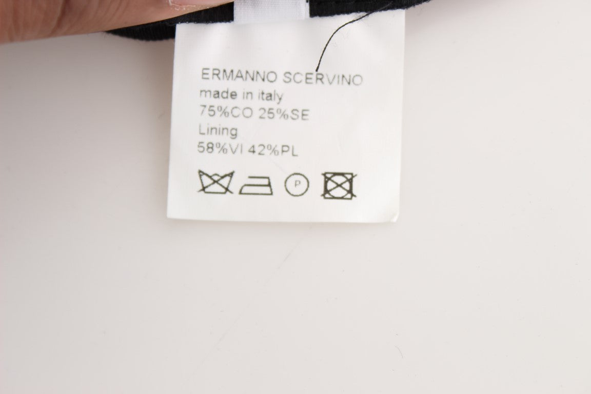 Ermanno Scervino – Schwarze, gestreifte Hose aus Baumwollmischung mit weitem Bein