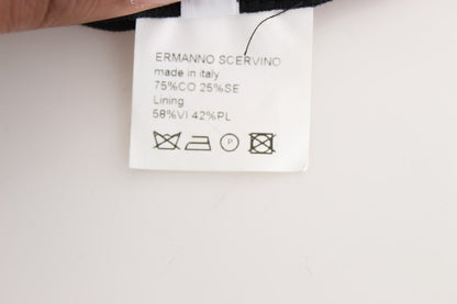 Ermanno Scervino – Schwarze, gestreifte Hose aus Baumwollmischung mit weitem Bein