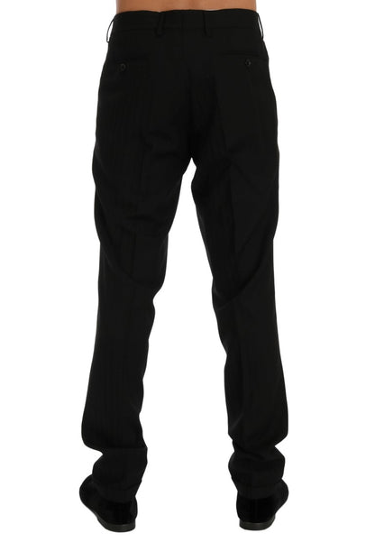 Dolce &amp; Gabbana Schwarze gestreifte Wollstretchhose