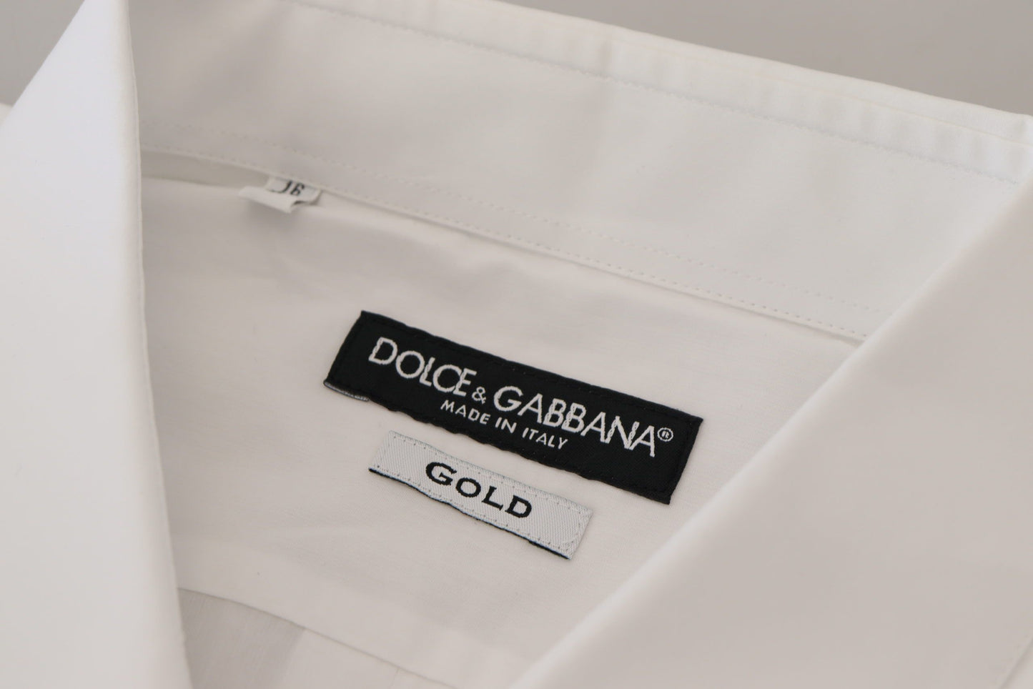 Dolce &amp; Gabbana Weißes, formelles GOLD-Hemd aus Baumwolle mit Pfauenfeder