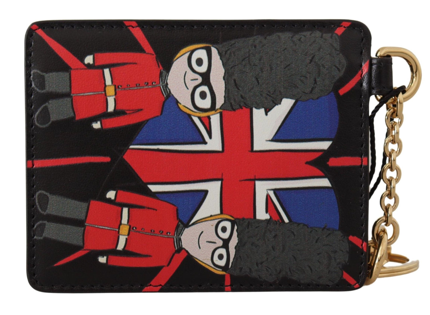 Dolce &amp; Gabbana – Kartenetui aus schwarzem Leder #DGLovesLondon mit Schlüsselanhänger und Münzfach