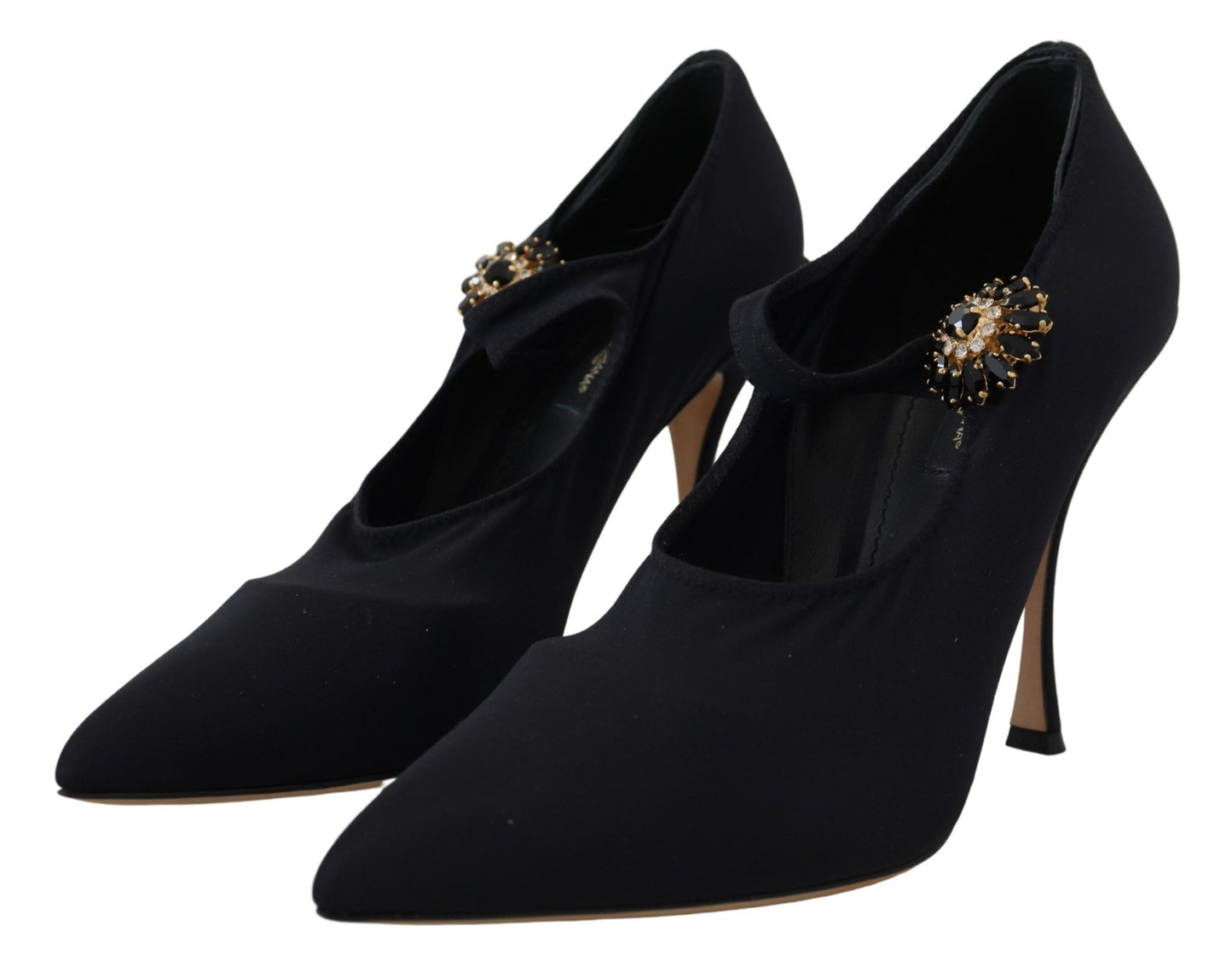 Dolce &amp; Gabbana Schwarze Socken Stretch-Pumps mit Kristallen