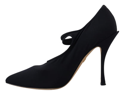 Dolce &amp; Gabbana Schwarze Socken Stretch-Pumps mit Kristallen