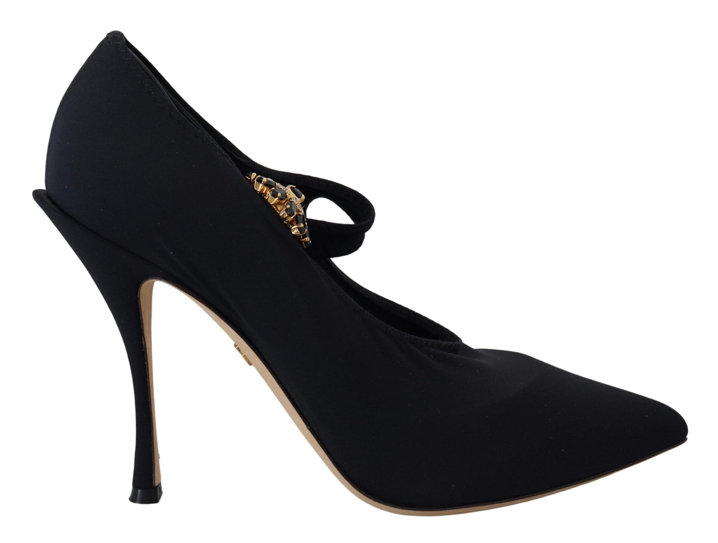 Dolce &amp; Gabbana Schwarze Socken Stretch-Pumps mit Kristallen