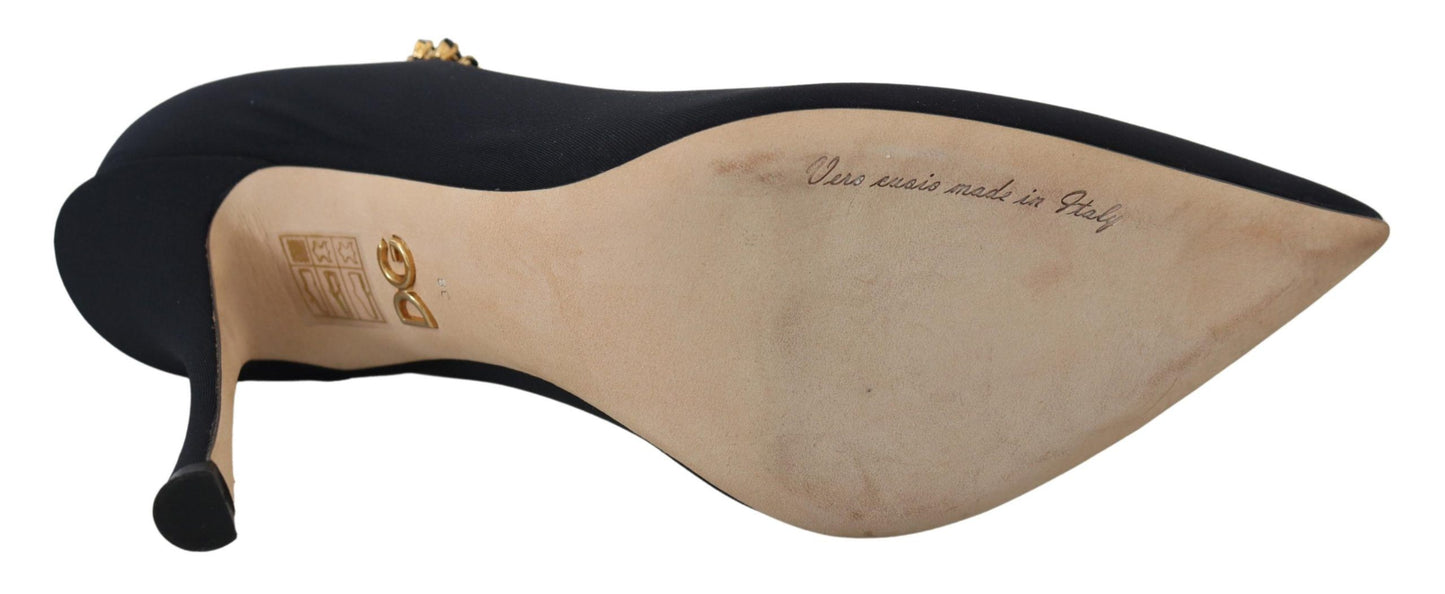 Dolce &amp; Gabbana Schwarze Socken Stretch-Pumps mit Kristallen