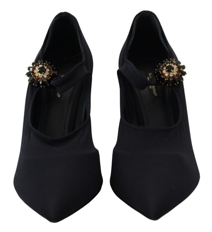 Dolce &amp; Gabbana Schwarze Socken Stretch-Pumps mit Kristallen