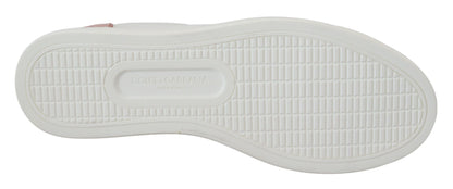 Dolce &amp; Gabbana Weiß Rosa Leder Low Top Sneakers Schuhe