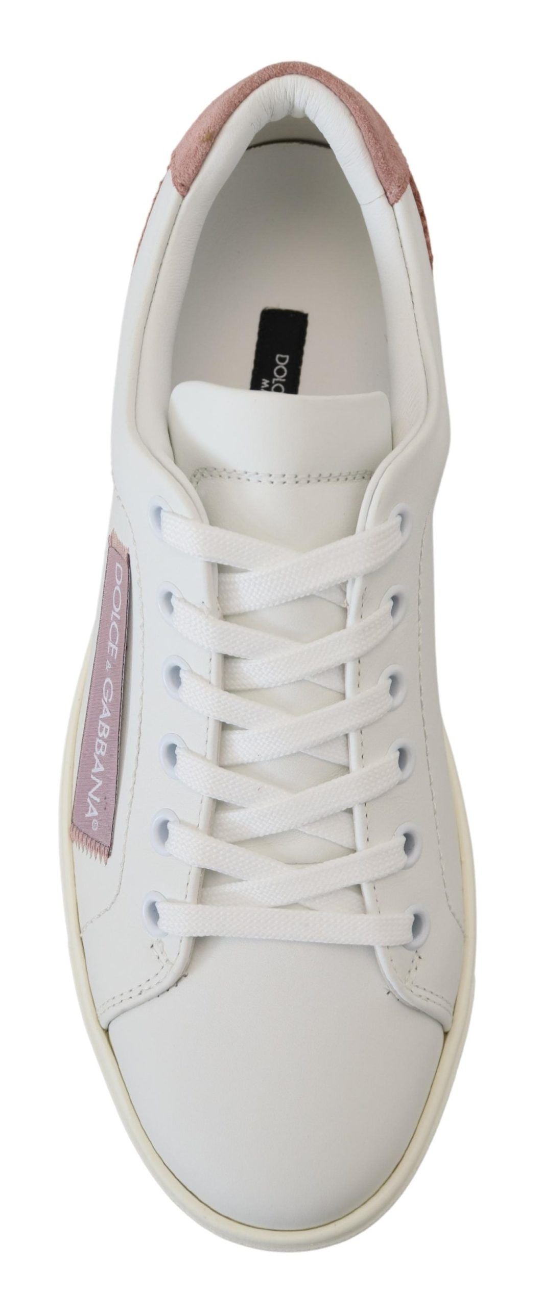 Dolce &amp; Gabbana Weiß Rosa Leder Low Top Sneakers Schuhe