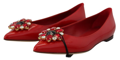 Dolce &amp; Gabbana – Loafer mit Kristallen in Rot aus Leder