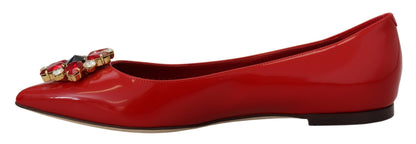 Dolce &amp; Gabbana – Loafer mit Kristallen in Rot aus Leder