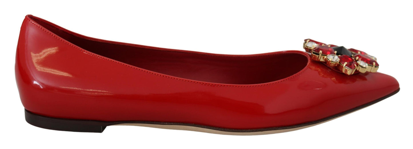 Dolce &amp; Gabbana – Loafer mit Kristallen in Rot aus Leder