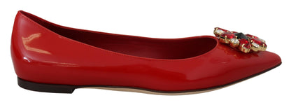 Dolce &amp; Gabbana – Loafer mit Kristallen in Rot aus Leder