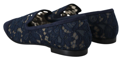 Dolce &amp; Gabbana – Slipper mit Blumenspitze in Blau