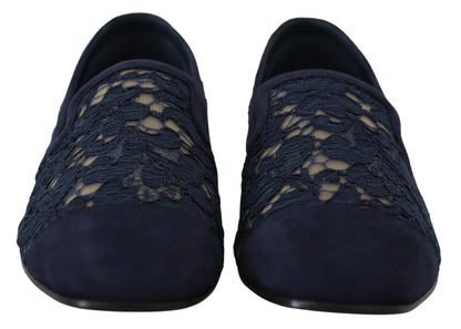 Dolce &amp; Gabbana – Slipper mit Blumenspitze in Blau